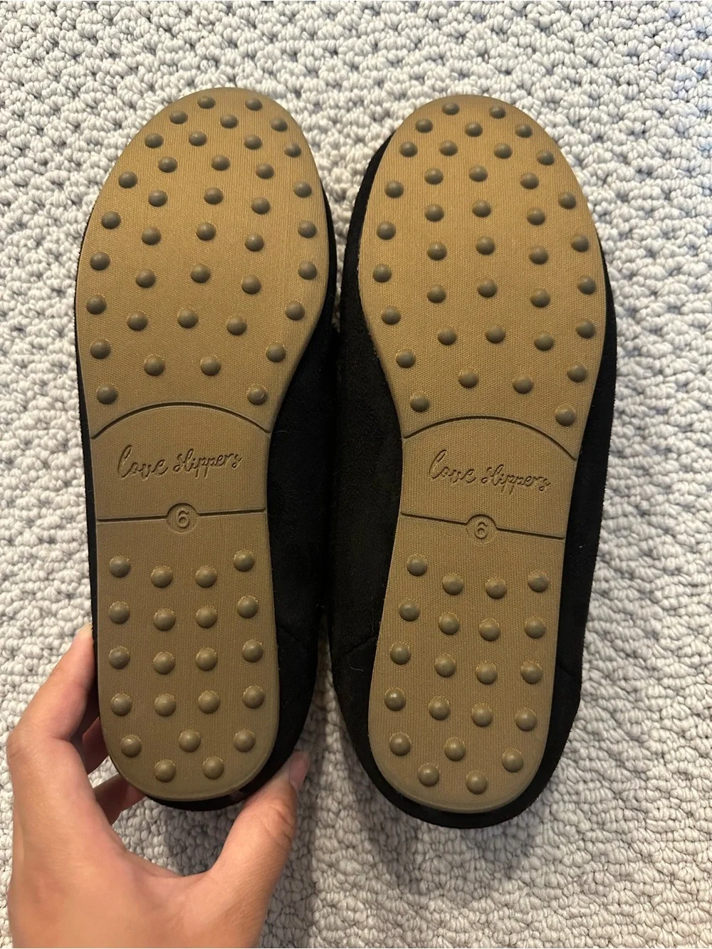 Black Faux-Fur Lined Women's Moccasin Slippers - Picture 2 of 2